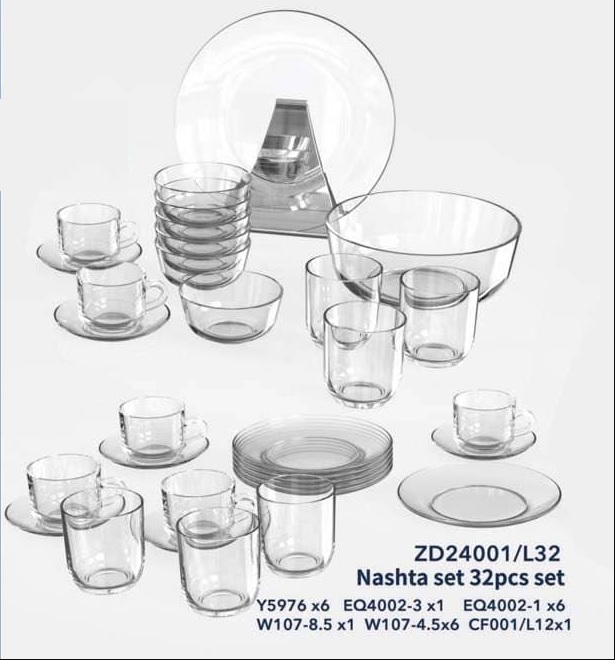 32 Pieces Glass Breakfast Set